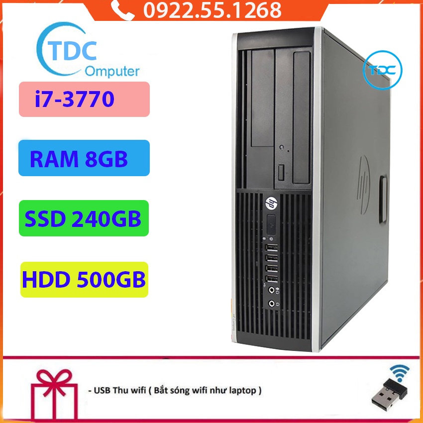 Case máy tính để bàn HP Compaq 6300 SFF CPU i7-3770 Ram 8GB SSD 240GB+HDD 500GB Tặng USB thu Wifi, Bảo hành 12 tháng