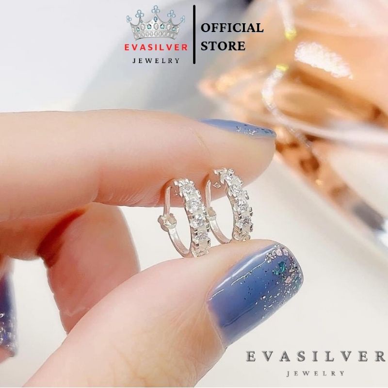 Bông tai bạc thật cao cấp giá rẻ Evasilver, chất liệu bạc sang trọng nữ tính