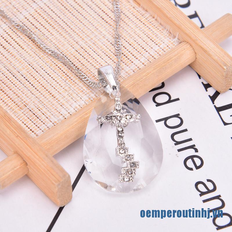 vòng cổ Mặt Chữ Thập Đính Đá Sapphire Thời Trang