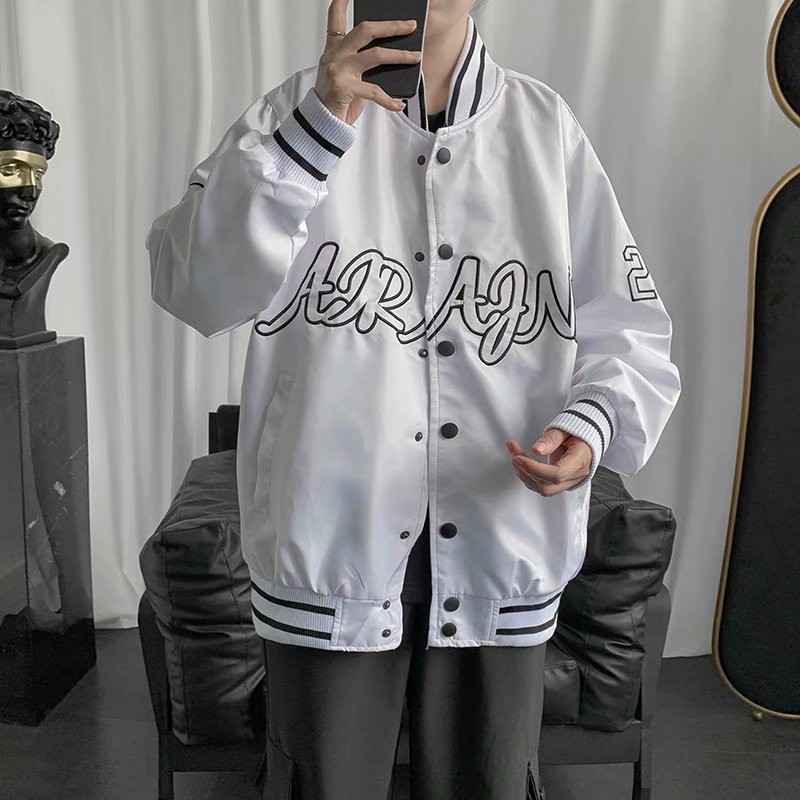 Áo Khoác Dù Nam Bomber Nút Gài Chất Dù 2 Lớp Form Rộng Nút Gài Nam Nữ Trắng Đen