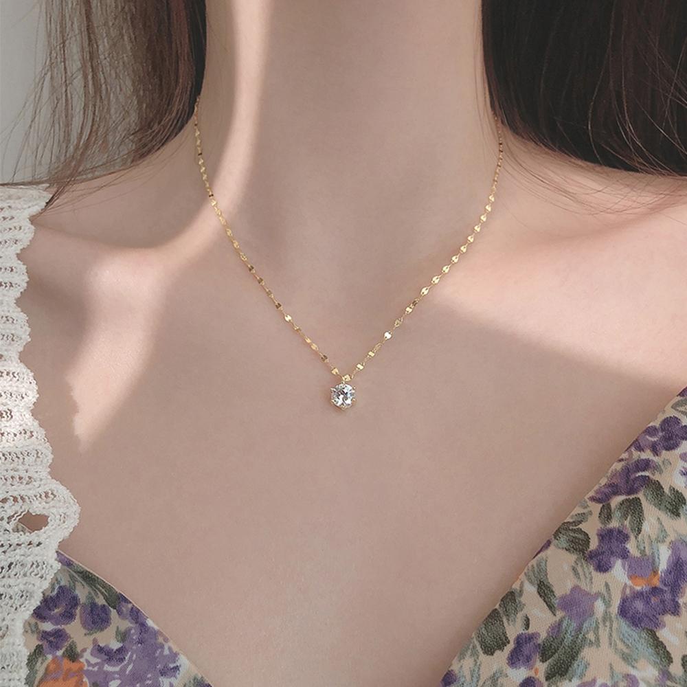 AROMA Vòng cổ Mạ Đồng Đính Đá Zircon