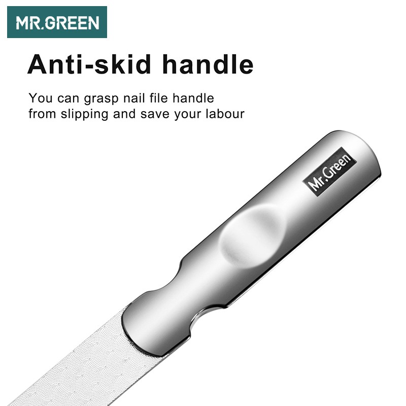 Dụng Cụ Dũa Móng Tay MR.GREEN Hai Mặt Chống Trượt Bằng Thép Không Gỉ