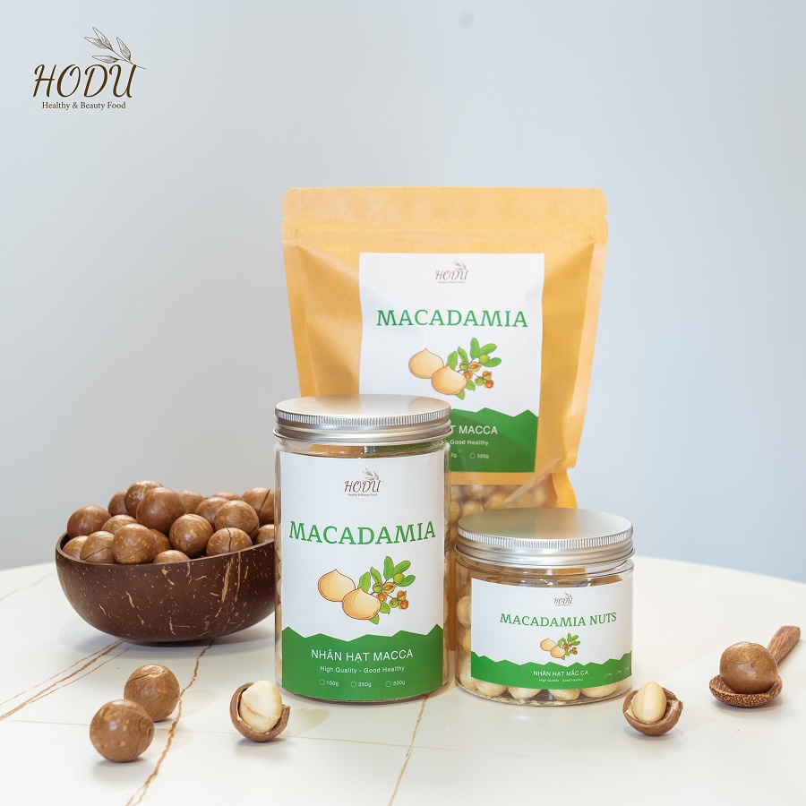 Nhân hạt macca HODU FOOD, hạt mắc ca tách vỏ Loại 1 Tây Nguyên thơm, giòn, béo dành cho bà bầu