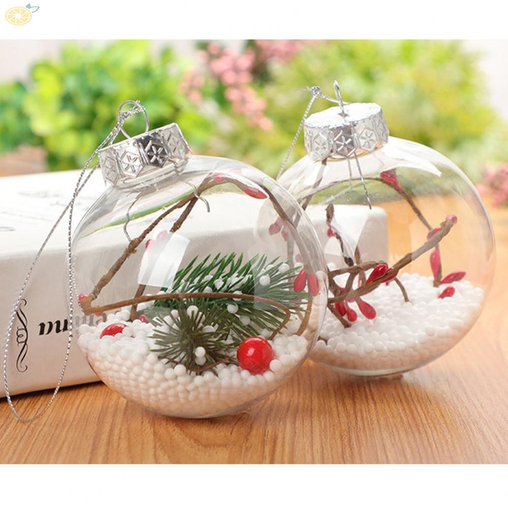 Quả Châu Nhựa Trong Suốt Trang Trí Cây Thông Giáng Sinh Kèm Nắp Đậy