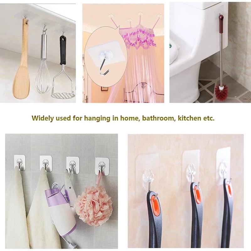 Móc Dán Tường Siêu Dính Trong Suốt Chịu Lực Tốt, Móc Treo Vật Dụng Trong Nhà Siêu Tiện Dụng