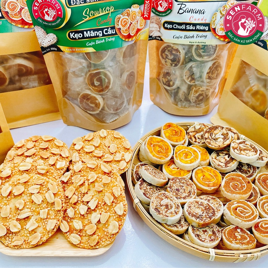 COMBO 4 bịch kẹo Chuối cuộn Senfarm các vị 250g