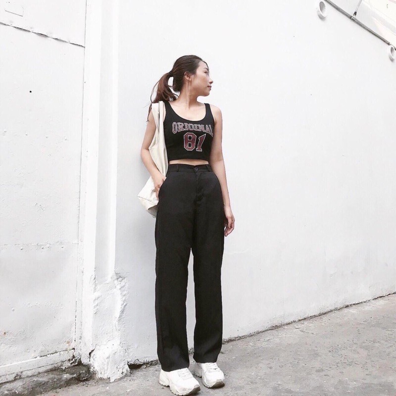 Quần Ống Suông Culottes [CHẤT TUYẾT MƯA Ảnh Cận Chất] Quần Ống Rộng Lưng Cao