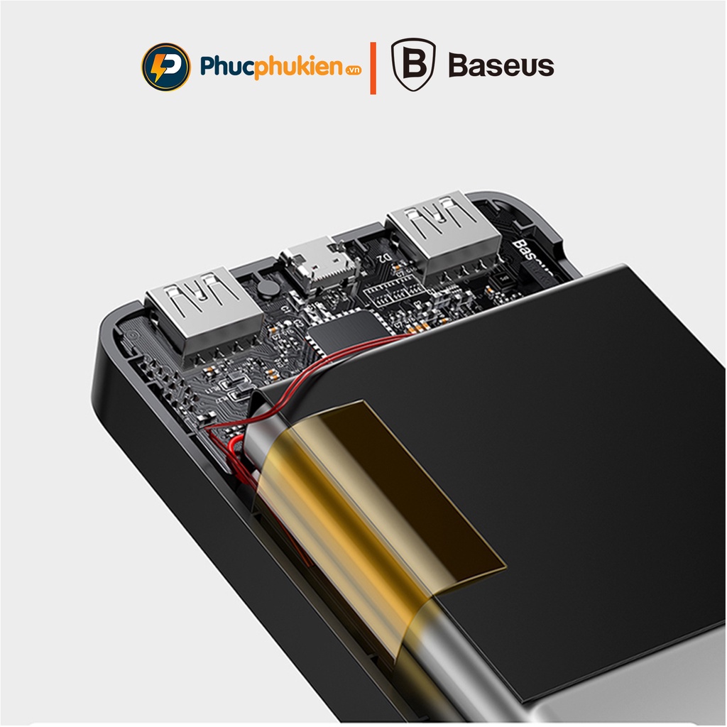 Sạc dự phòng 10000mah Baseus Bipow hỗ trợ sạc nhanh 15w 2 chiều - Phúc Phụ Kiện HCM Bảo hành 12 tháng 1 đổi 1