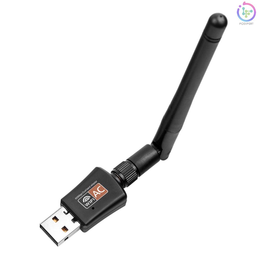 USB WiFi Adapter 600Mbps Dual Band Wireless Network Adapter Dongle 2.4GHz / 5.0GHz Ethernet 802.11AC w/ Antenna for Laptop Desktop Tablet PC Smart Phone