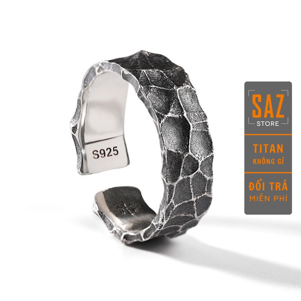 Nhẫn nam nữ tròn SAZ màu bạc thời trang chất Titan đẹp đơn giản không gỉ - Nhẫn Rock