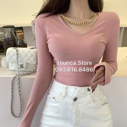 [hot] áo thun tay dài xỏ ngón phối xích, áo croptop tay dài thời trang mùa thu . | BigBuy360 - bigbuy360.vn