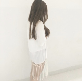 Kimono Tua Rua Dây Đan (Trắng-Đen)