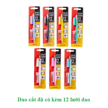 Dao Cắt Washi Tape Tỉa Giấy Gọt Mô Hình Trang Trí Kèm 12 Lưỡi Nhiều Màu Xanh Tím Đen Trắng Vàng Hồng (Shop J-ArtPens)