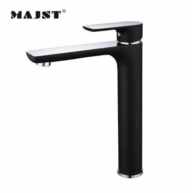 Vòi lavabo nóng lạnh mạ đen MAJST