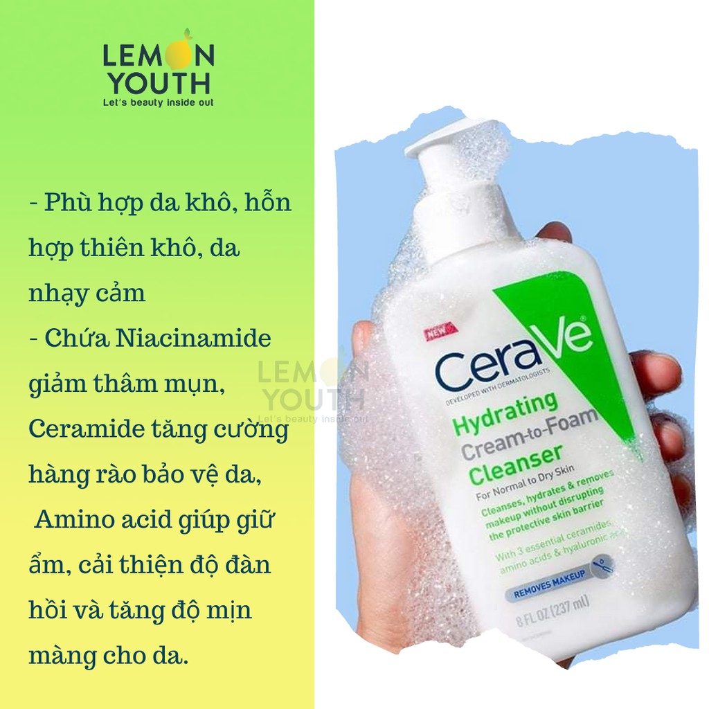 Sữa rửa mặt Cerave Da Dầu & Da Khô size 87ml - 236ml-355ml