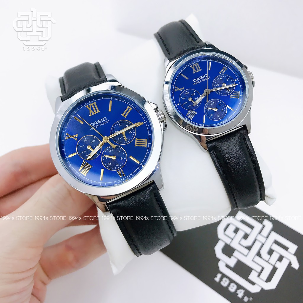 Đồng hồ cặp Casio MTP-V300L-2A / LTP-V300L-2A2 dây da, chống nước 50m, hàng chính hãng