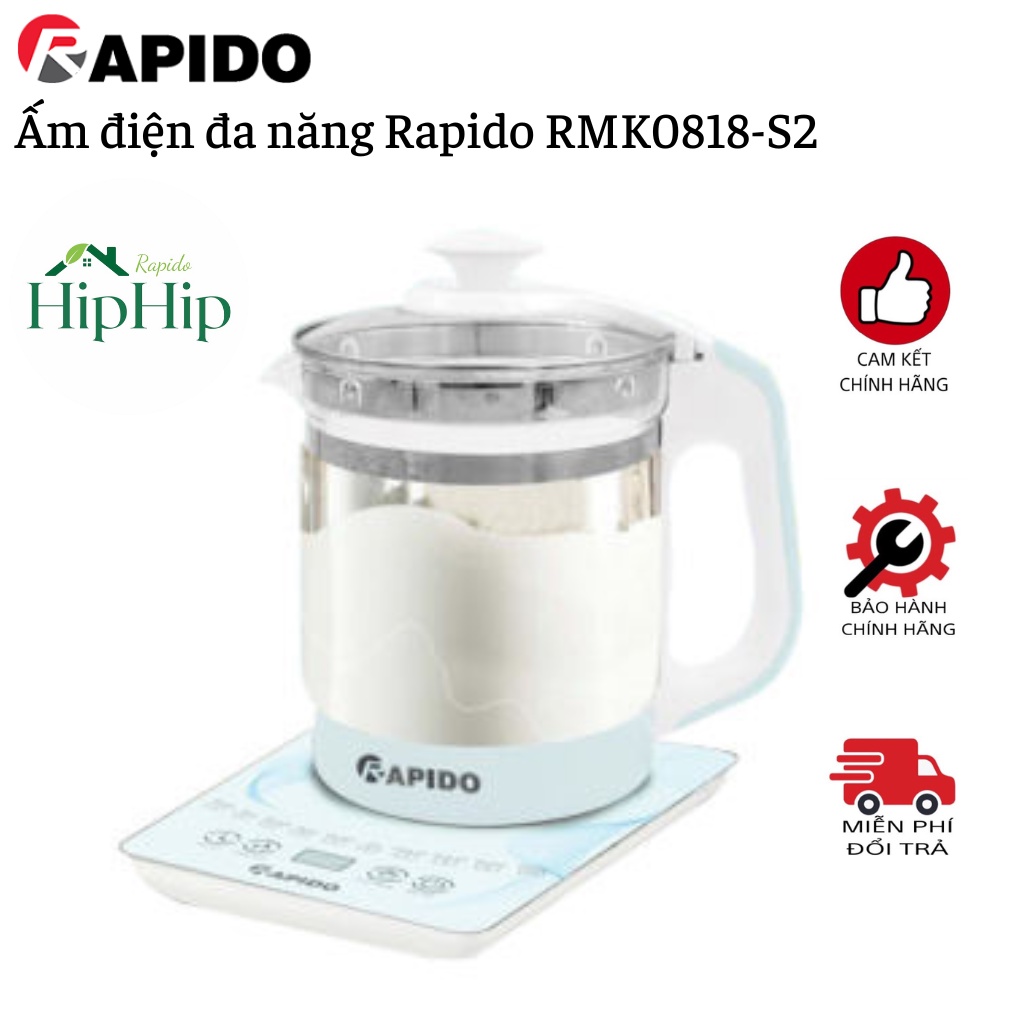 Ấm điện đa năng Rapido RMK0818-S2 / 10 chức năng nấu tự động.