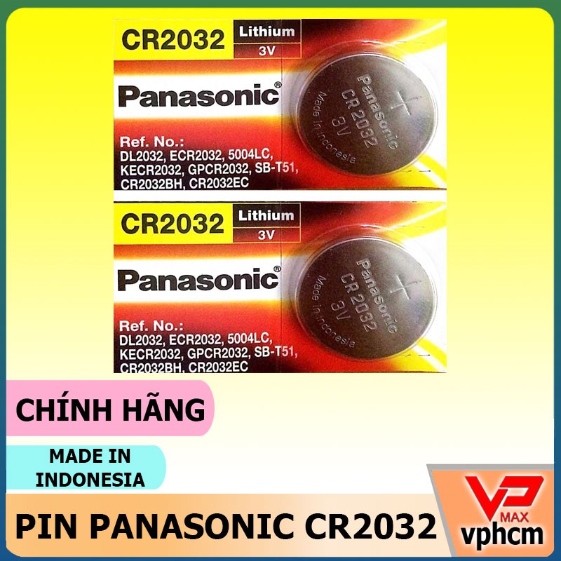 Pin nút áo Panasonic CR2032 Lithium 3V - Made in Indonesia dùng cho điều khiển từ xa, chìa khóa điện tử ô tô
