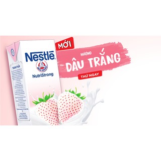 Lốc 8 hộp sữa tiệt trùng hương dâu trắng Nestlé NutriStrong 180ml