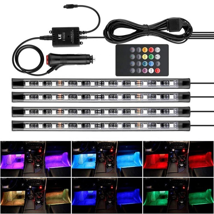 Bộ đèn LED 4 thanh các màu cao cấp đặt gầm xe ô tô RGB-5050 8 màu led chống nước IP65