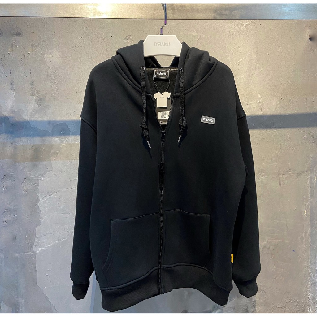 Áo khoác Zip hoodie nỉ bông có túi trong, khoá kéo 2 chiều D’BAKU BASIC LOGO ...