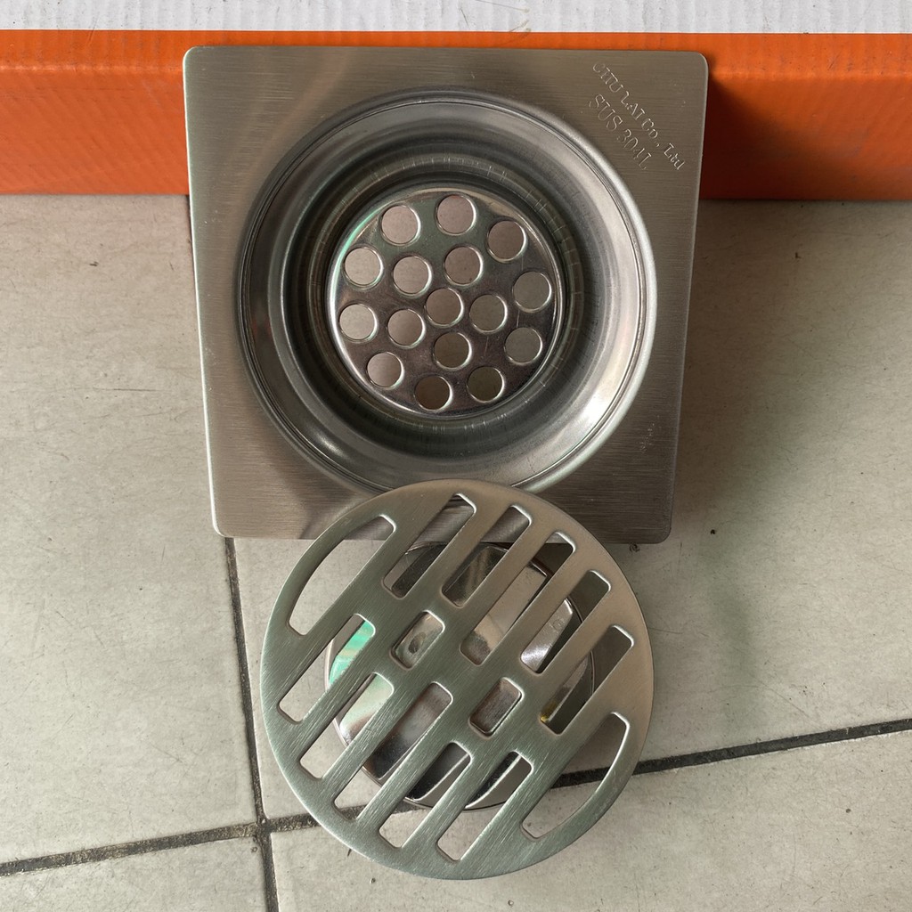 Hố ga thoát sàn nhà tắn, ban công inox 304 chống hôi tuyệt đối loại đẹp dập liền miếng inox không hàn ghép.