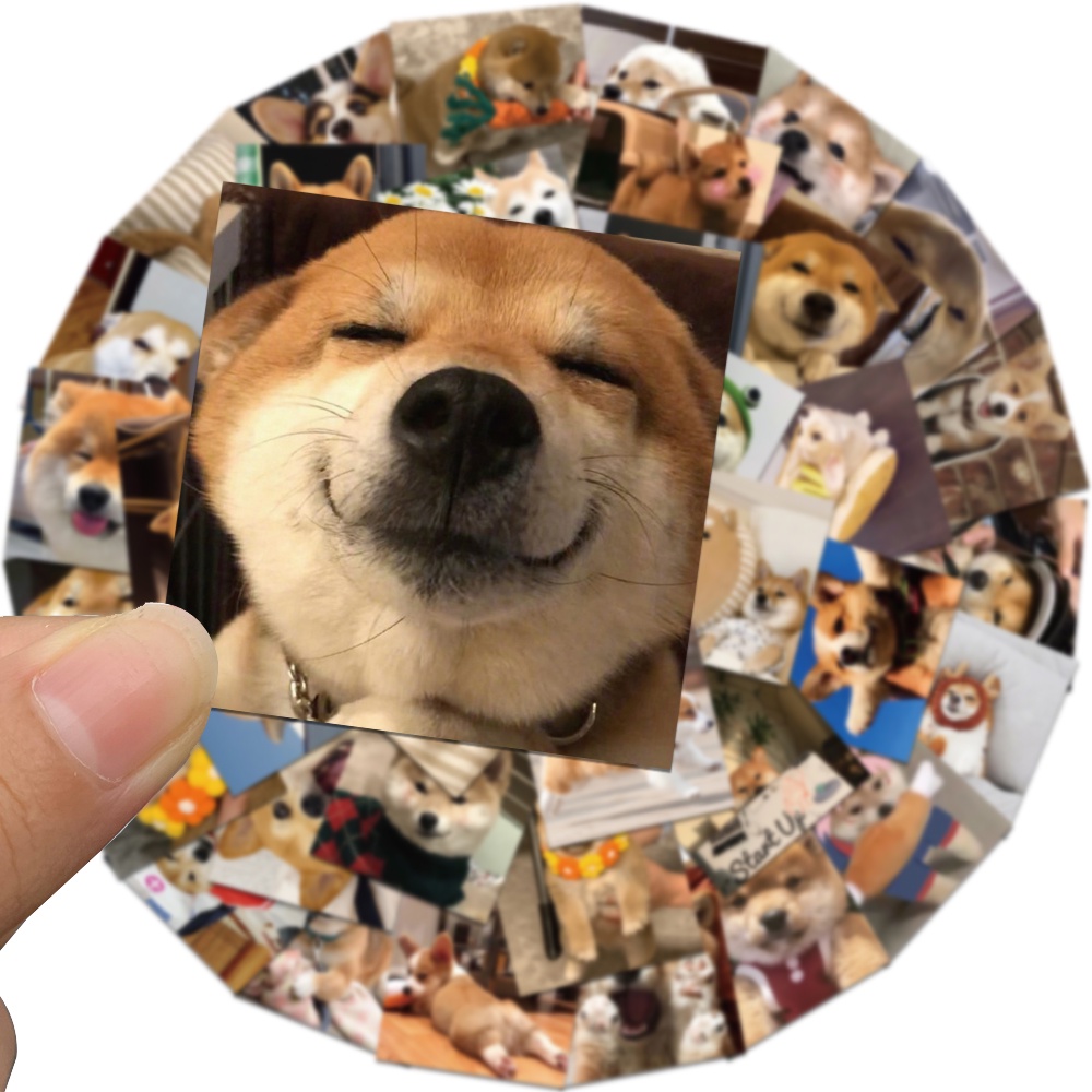 Nhãn Dán Trang Trí Hình Chú Chó Shiba Inu Akita Dễ Thương