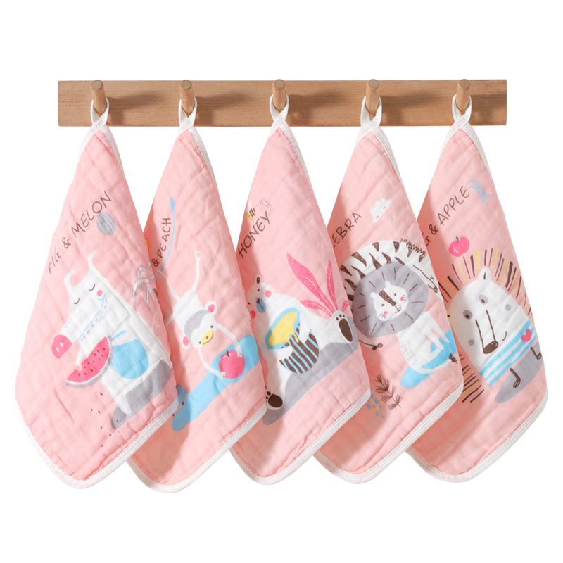 BooBoo Baby - Sét 5 khăn mặt, khăn sữa, khăn lau rửa cho bé, 6 lớp cotton sợi tre siêu thấm hút, không bai xù