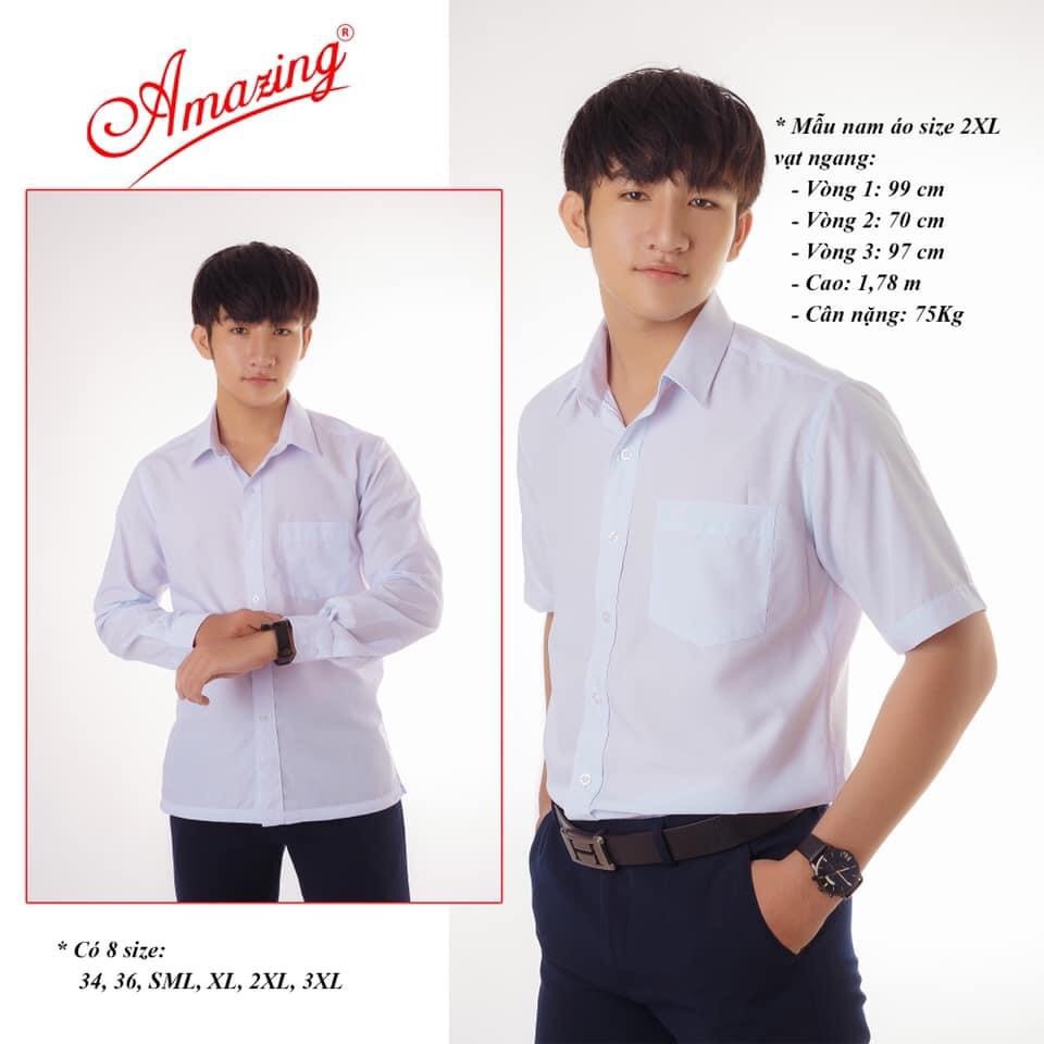 Áo sơ mi nam trắng Amazing, vạt ngang form body, đồng phục học sinh các cấp | BigBuy360 - bigbuy360.vn