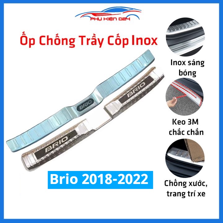 Ốp chống trầy cốp Brio 2018-2019-2020-2021-2022 inox sáng bóng bảo vệ xe chống va đập