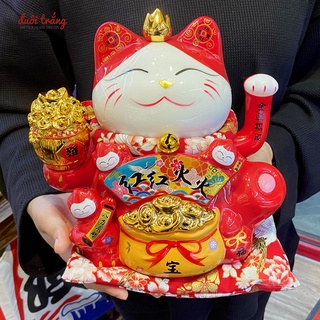 Mèo Thần tài Vẫy tay 22cm "Hồng Hồng Hoả Hoả"