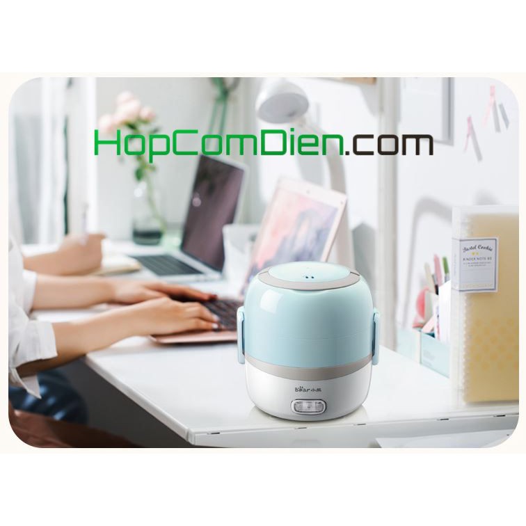 Hộp cơm hâm nóng Bear tự ngắt 2 tầng inox 1.2 lít nấu được cơm