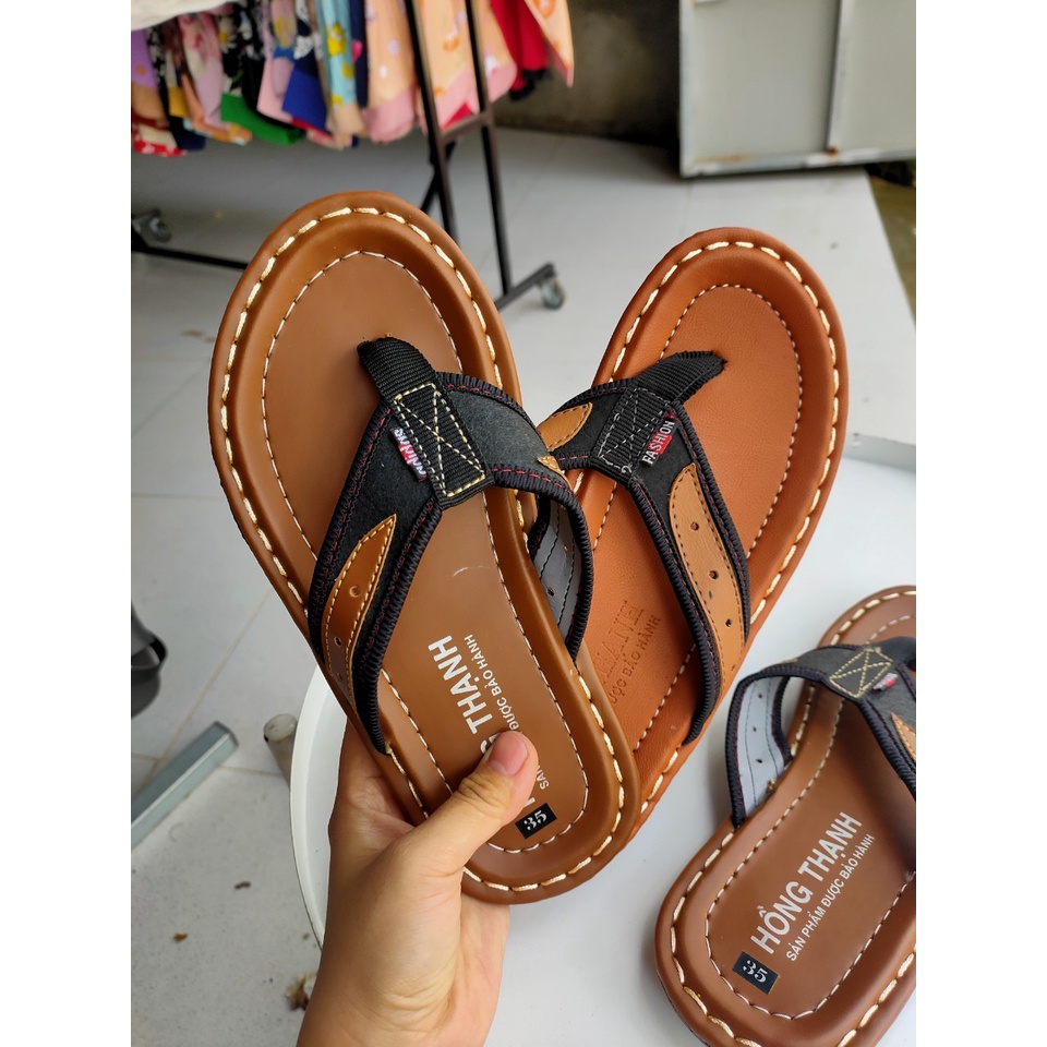 (XẢ KHO)Dép Kẹp Da Nam Cao Cấp Mẫu Mới Siêu Đẹp Hồng Thạnh from lớn