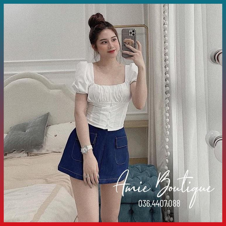 Sét Áo Nữ Thô Áo Kiểu Đẹp Phối Chân Váy Bò Có Lót Đùi Tôn Dáng Sang Chảnh | BigBuy360 - bigbuy360.vn