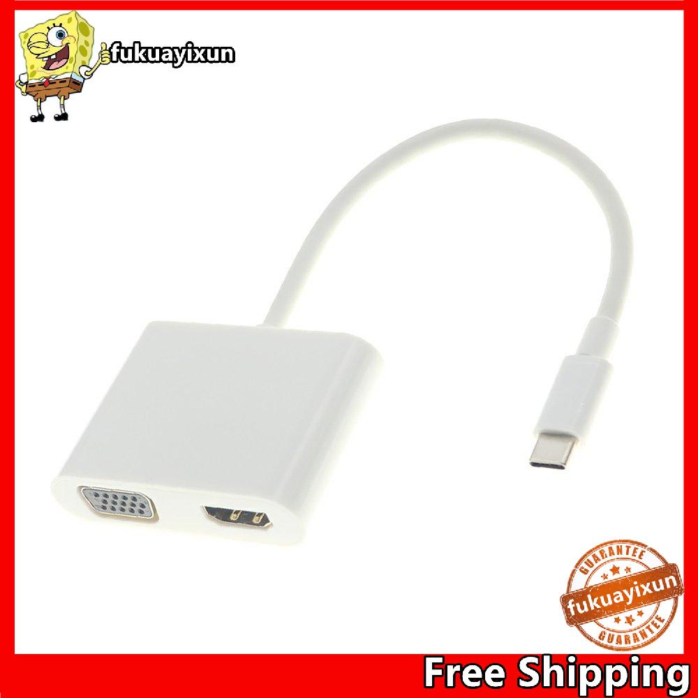 ⚡Tốt⚡ Bộ chia cổng Type-C sang HDMI VGA hai trong một cho Laptop