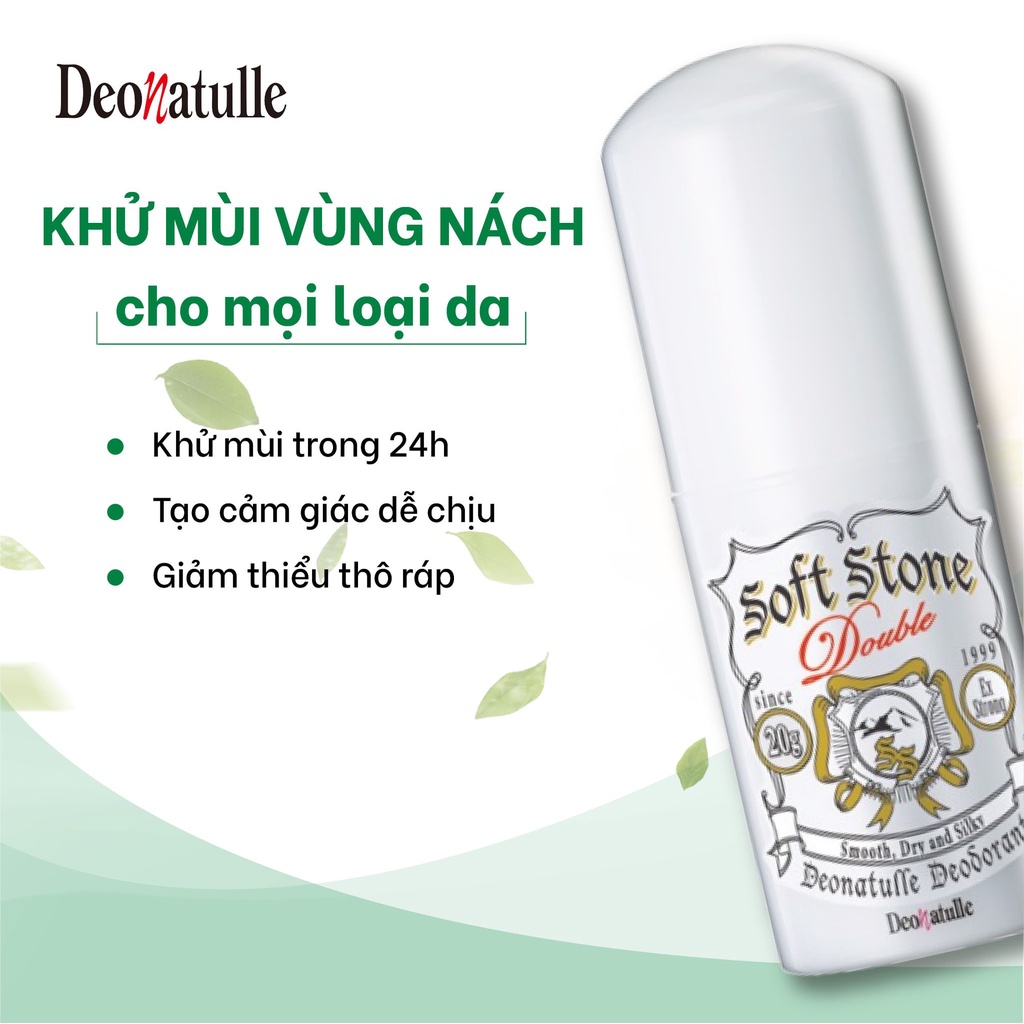 Lăn Khử Mùi Deonatulle Đá Khoáng Làm Sáng Da 20g Soft Stone W Double Deodorant #Color Control