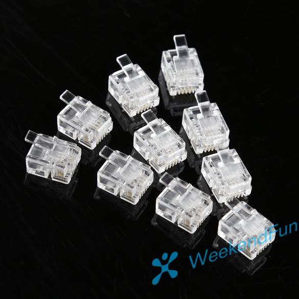 Set 100 Đầu Nối Dây Điện Thoại 4 Pin Rj11 Rj-11 6p4c