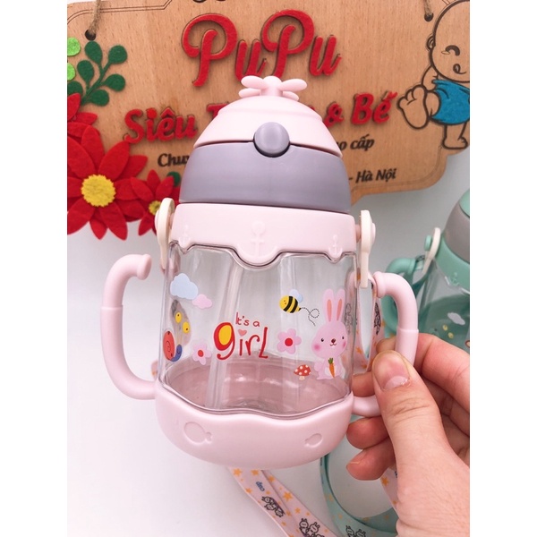 Bình Tập Uống Nước Có Dây Đeo Và Quai Cầm Tay Cho Bé