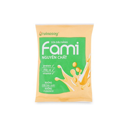 Sữa đậu nành Fami Vinasoy nguyên chất ít đường bịch 200ml