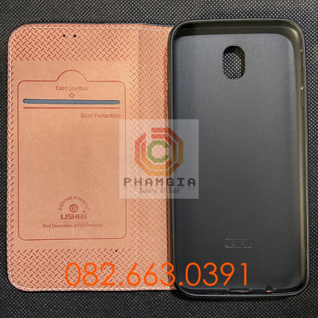 Bao da Samsung J7 pro ( J730 ) màu đen hiệu Lishen chất da siêu đẹp siêu mịn