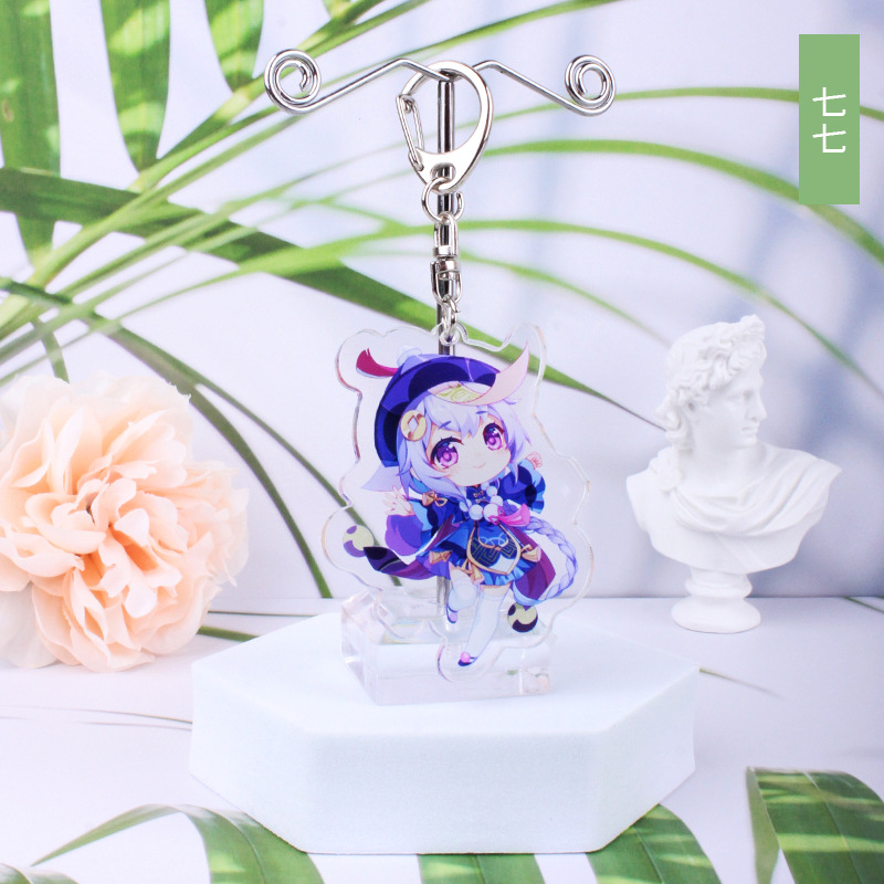 Móc Khóa Acrylic Hình Klee Qiqi Keqing Diluc Paimon Phát Sáng Thời Trang