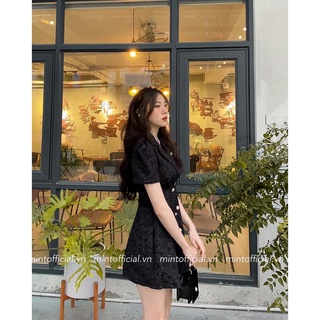 Váy xốp cổ đức xếp ly eo