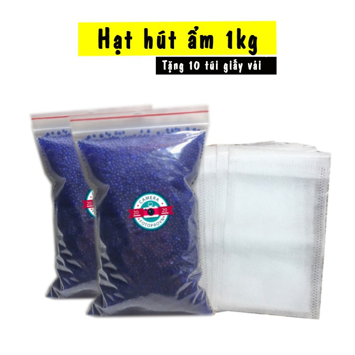 Hạt Hút Ẩm Hạt Chống Ẩm chống ẩm túi 1kg - Tặng 10 túi giấy vải đựng hạt