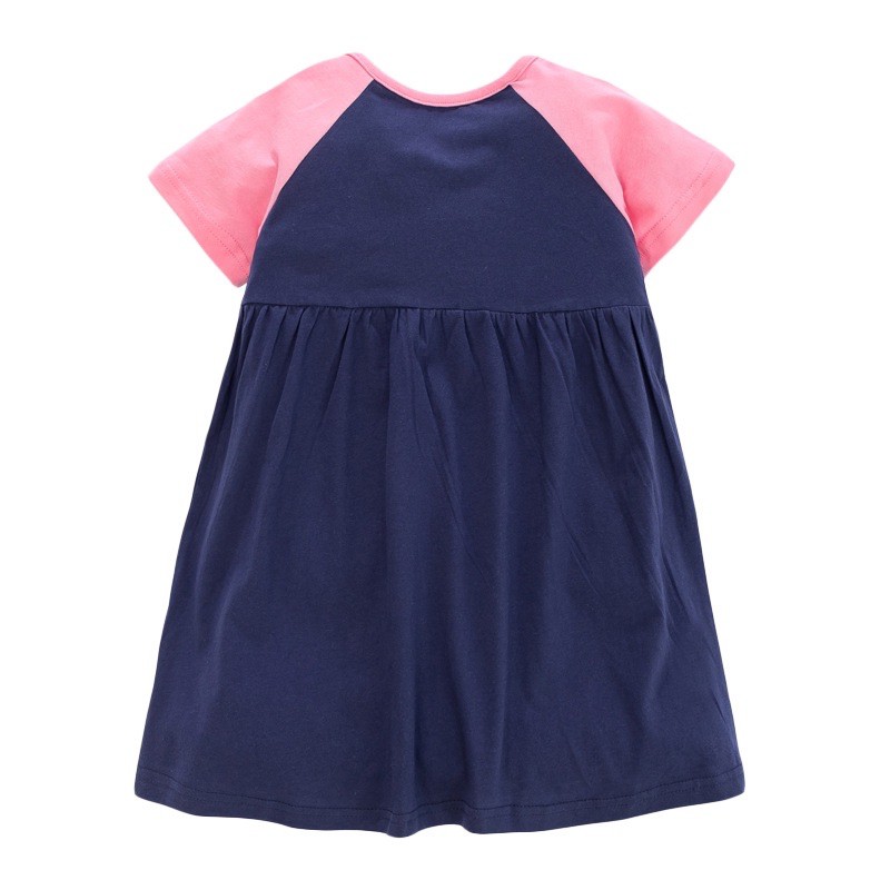 Váy cotton cộc tay Little Maven thỏ xanh than cúc cổ 2-7Y