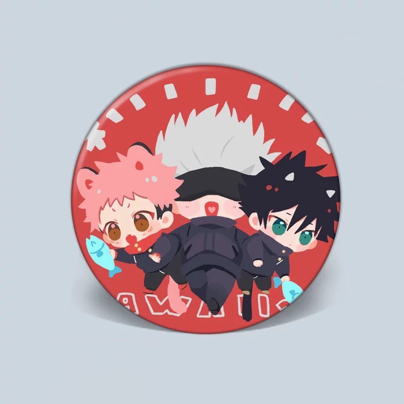 Combo 8 huy hiệu cài áo IN HÌNH Jujutsu Kaisen Chú thuật hồi chiến ver thú anime chibi dễ thương tiện lợi