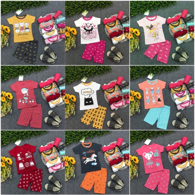 Set 4 bộ tay ngắn bé gái