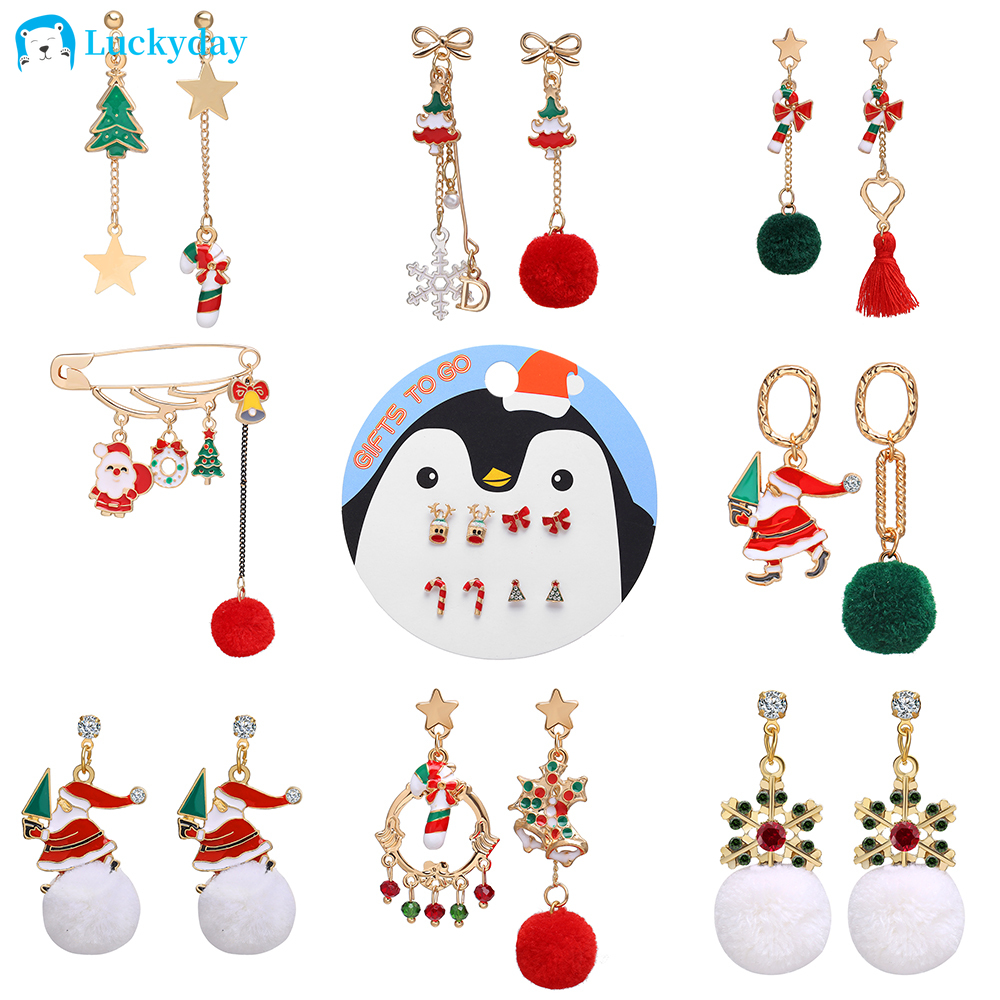 Set 19 Bông Tai/Ghim Cài Áo Chủ Đề Giáng Sinh Thời Trang