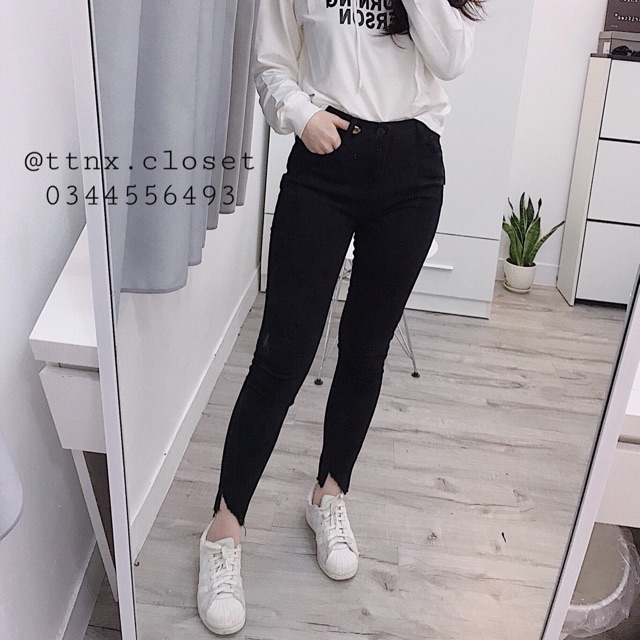 Quần skinny rách gấu