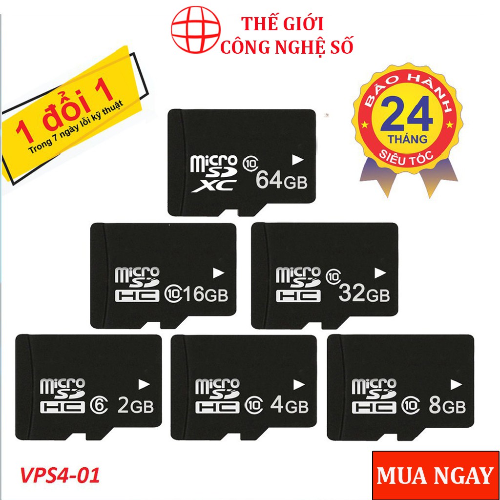 Thẻ nhớ Micro SD 32G/64G/16G/128G/8G/4G/2G - tốc độ cao chuyện dụng cho Camera, Smartphone, loa đài, BH 2 năm 1 đổi 1