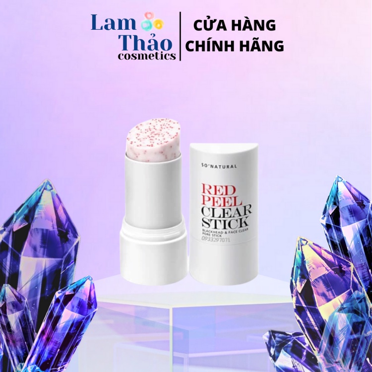 Thanh Lăn Giảm Mụn Đầu Đen So'Natural Red Peel Clear Stick Blackhead &amp; Face Clear Pore Stick
